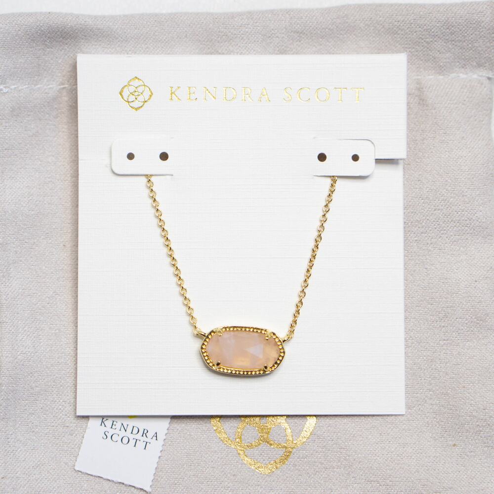 Kendra Scott Elisa Gold Pendant Necklace in Rose Quartz